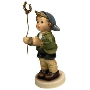 Goebel M.J Hummel Germany 'Little Luck' Boy W/ Horseshoe Figurine #2296 W/ Box